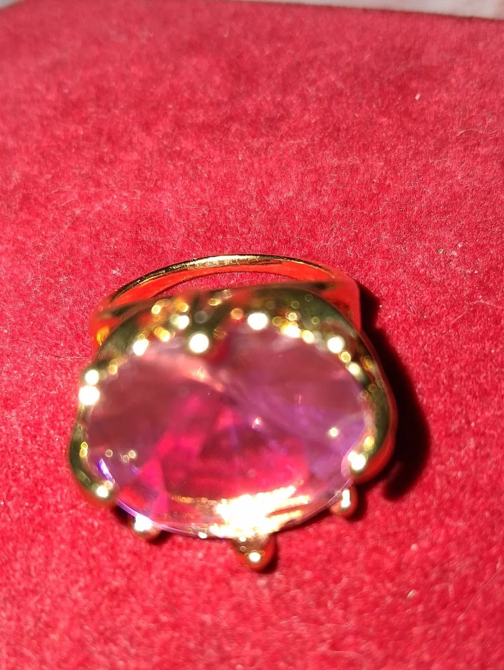 Statement Gold-Plated Ring with Pink to Purple Faceted Stone